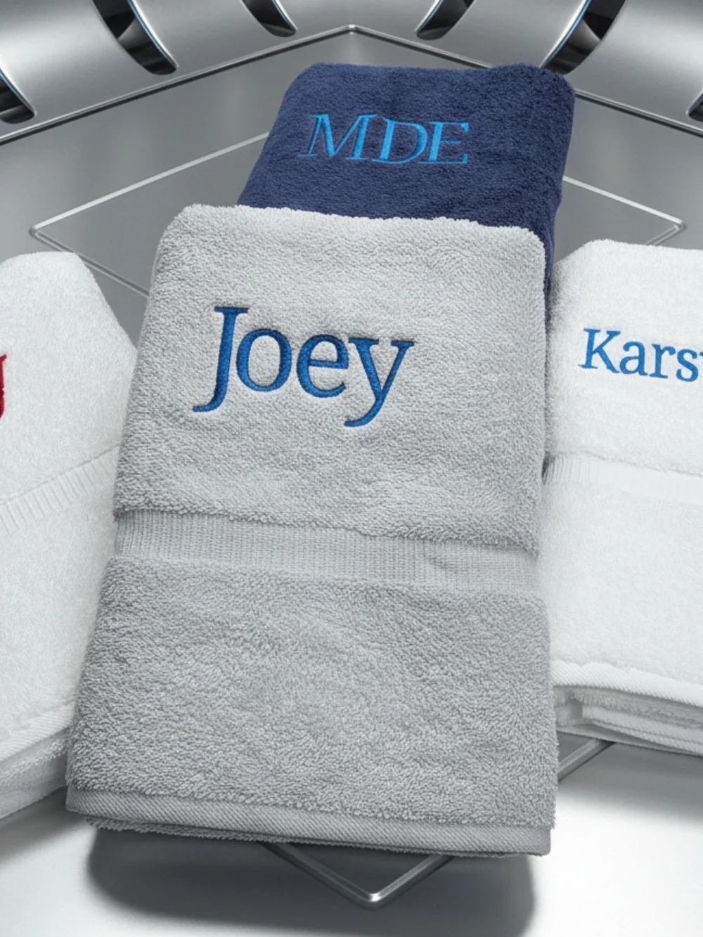 Personalized White Bath Towel with Black Embroidery - Custom Name